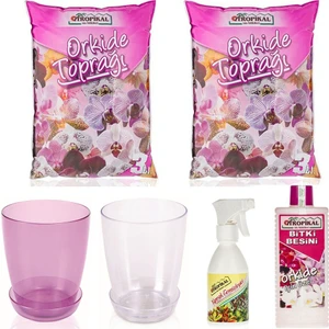 Gül Çiçek Sarayı Orkide Çiçek Bakım Seti, Orkide Vitamini, Orkide Toprağı, Orkide Saksısı