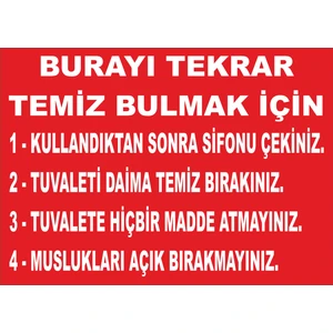 Burayı Tekrar Temiz Bulmak Için Talimat Levhası