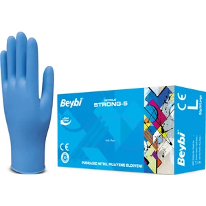 Muayene Large Strong-5 Pudrasız Nitril Mavi Eldiven