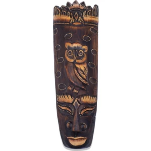 Ahşap Surat Maske, 30 Cm, Duvar Objesi, Yüz Mask, Kuş ve Baykuş