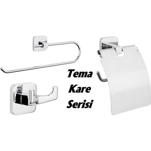 Kare Kapaksız Havluluk + Kapaklı Kağıtlık + 2'li Bornoz Askılık