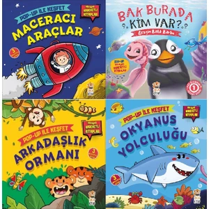 Sincap Kitap Üç Boyutlu Pop-Up Hareketli Kitaplar 4'lü Set Maceracı Araçlar-Bak Burada Kim Var-Arkadaşlık Ormanı-Okyanus Yolculuğu