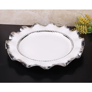 Roy King Avangarde Beyaz Gümüş Yuvarlak Sunum Tabağı 33 cm.