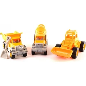 Uçar Kid 166 Inşaat Makineleri Seti Kamyon+Kepçe+Beton Mikseri 30 cm