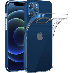 Kzy Apple iPhone 12 Pro Şeffaf Kılıf Clear Silikon Kapak ve Temperli Ekran Koruyucu Cam Set