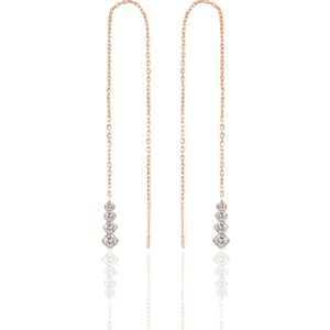 Söğütlü Silver Gümüş  Rose Işıltılı Gümüş Zincir Küpe