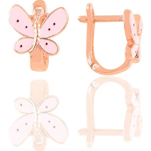 Söğütlü Silver Gümüş Rose Pembe Mineli Kelebek Çocuk Küpesi