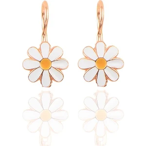 Söğütlü Silver Gümüş Rose Mineli Çengelli Papatya Küpe