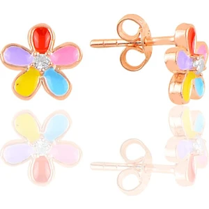 Söğütlü Silver Gümüş Renkli Çiçek Küpe