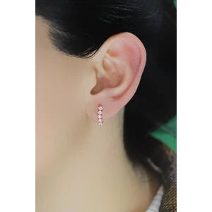Söğütlü Silver Gümüş Rose Zirkon Taşlı Beştaş J Küpe