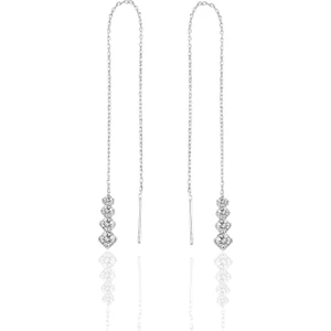 Söğütlü Silver Gümüş  Işıltılı Gümüş Zincir Küpe