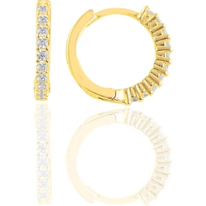 Söğütlü Silver Gümüş Altın Yaldızlı Sıra Taşlı Halka Küpe