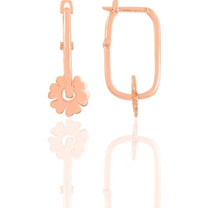 Söğütlü Silver Gümüş Rose Yonca Göçmen Küpe