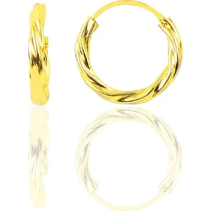 Söğütlü Silver Gümüş Altın Yaldızlı 16 mm Burgu Halka Küpe
