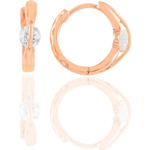 Söğütlü Silver Gümüş Rose Tasarım Tek Taşlı Halka Küpe