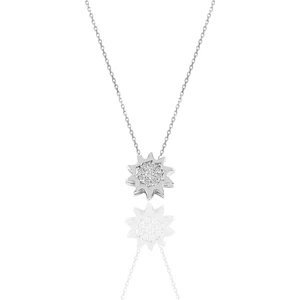 Söğütlü Silver Gümüş Rodyumlu Zirkon Taşlı  Güneş Kolye