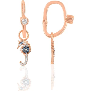 Söğütlü Silver Gümüş Rose Deniz Atı Göçmen Küpe