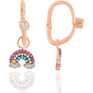 Söğütlü Silver Gümüş Rose Taşlı  Gök Kuşağı Göçmen Küpe