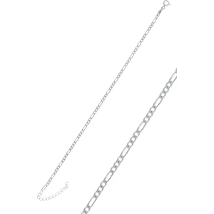 Söğütlü Silver Gümüş Rodyumlu Figaro Zincir Bileklik 925 Ayar 17+3 cm Uzunluk