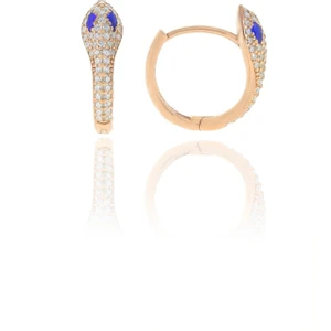 Söğütlü Silver Gümüş Rose Safir Taşlı Yılan Halka Küpe