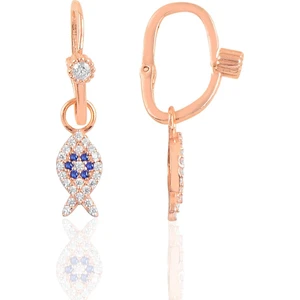 Söğütlü Silver Gümüş Rose Taşlı Balık Göçmen Küpe