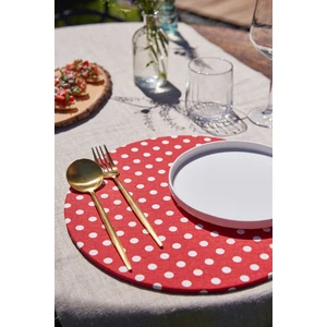 Arma House 2'li Red & White Duck Keten Supla Amerikan Servis