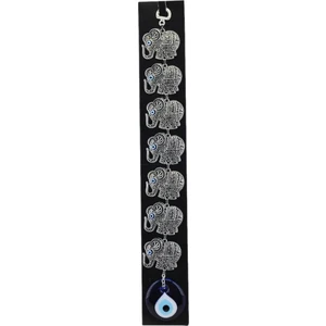 Cam Nazar Boncuklu Metal Duvar Süsü 7 Li Fil Figürlü