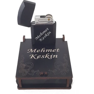 Sanat Hediyelik Kişiye Özel Isimli Siyah Metal Çakmak