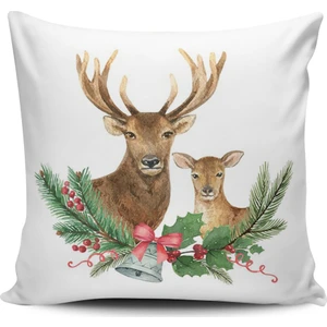 Kırlent Dünyası Yılbaşı  Geyik Temalı Dijital Baskılı Kırlent Kılıfı