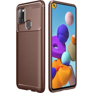 Hesaplı Dünya Samsung Galaxy A21S Kılıf A217 Esnek Tpu Silikon Kahverengi