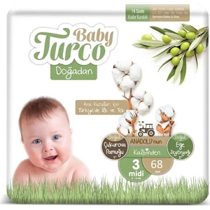 Baby Turco Doğadan 3 Numara Bebek Bezi 5-9 kg Midi 68 Adet