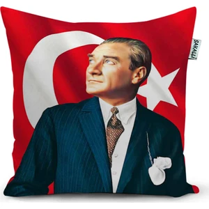 Atatürk Baskılı  3D Digital  Dekoratif Kırlent Kılıfı