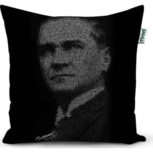 Atatürk Baskılı  3D Digital  Dekoratif Kırlent Kılıfı