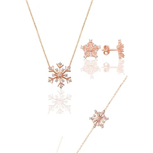 Söğütlü Silver Gümüş Rose Kartanesi Modeli Üçlü Set