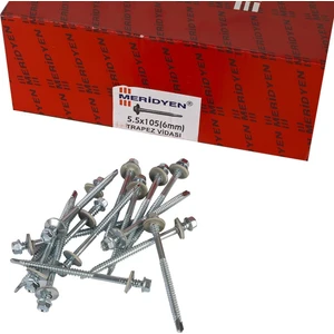 5.5 x 105 mm Meridyen Matkap Uçlu Trapez Çatı Vidası 150 Adet