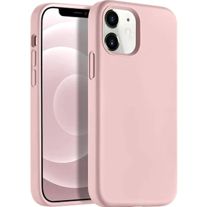 Apple iPhone 12 Mini 5.4" Soft Touch Altı Kapalı Liquid Silikon Lansman Kılıf Açık Pembe