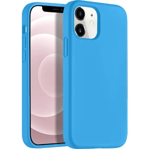 Apple iPhone 12 Mini 5.4" Soft Touch Altı Kapalı Liquid Silikon Lansman Kılıf Mavi