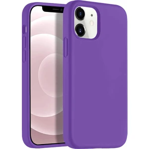 Apple iPhone 12 Mini 5.4" Soft Touch Altı Kapalı Liquid Silikon Lansman Kılıf Mor