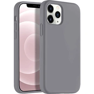 Apple iPhone 12 Pro 6.1" Soft Touch Altı Kapalı Liquid Silikon Lansman Kılıf Gri