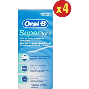 Oral-B Super Floss Diş İpi Bitkisel Özlü Braket ve Köprü Temizliği İçin 200 Adet