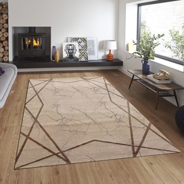 balat hali dekoratif cizgili mermer desenli kahve oturma fiyati