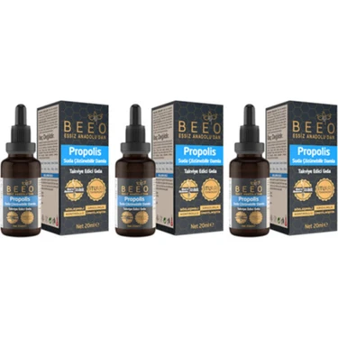 BEE'O  3 adet 20 ml Suda Çözünür Propolis Damla 3x20