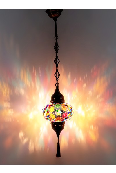 Atölye Lamp Design Mozaik Tekli Papatya Desenli Sarkıt Lamba