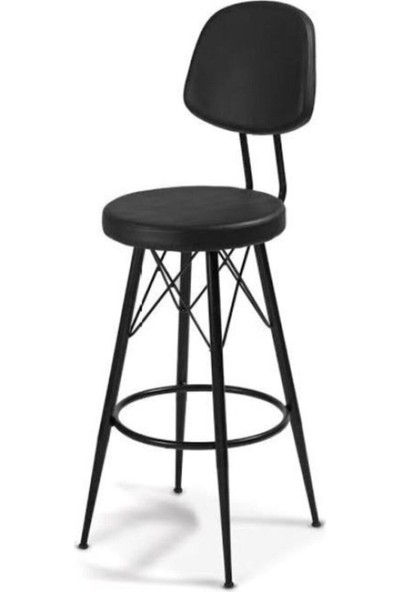 Okkored 1 Adet Metal Ayaklı Deri Eyfel Bar Sandalyesi,bar Taburesi