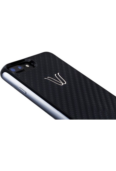 Woodie Milano Carbok Look Black Apple iPhone 7 Kablosuz Şarj Alıcı Kılıf