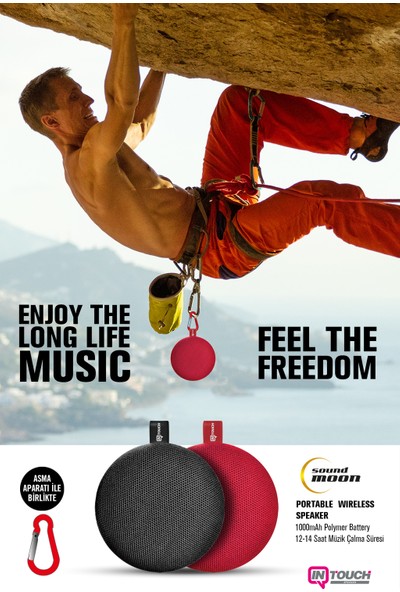 Intouch Soundmoon Portable Wireless Speaker 1000 mAh, Kırmızı