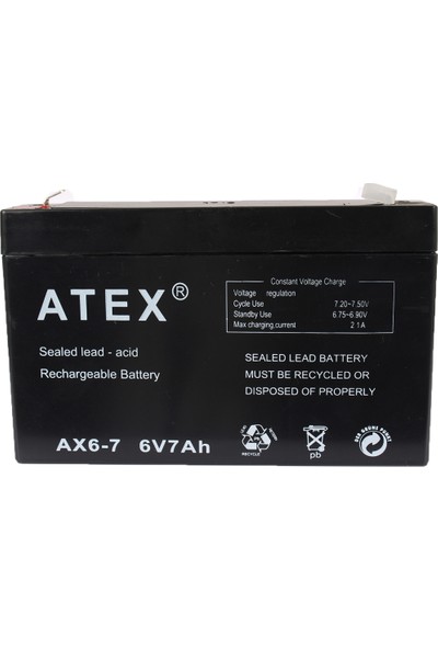 Atex AX-6V 7AH Bakımsız Kuru Akü