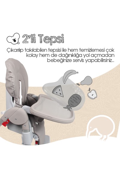 Kiwi Koala All In One Katlanır Tekerlekli Mama Sandalyesi