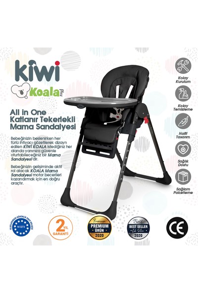 Kiwi Koala All In One Katlanır Tekerlekli Mama Sandalyesi