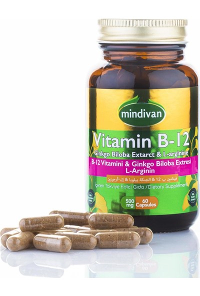 Mindivan Vitamin B12 &ginko Bloba Ekstresi & L Arginin 60 Kapsül 500MG